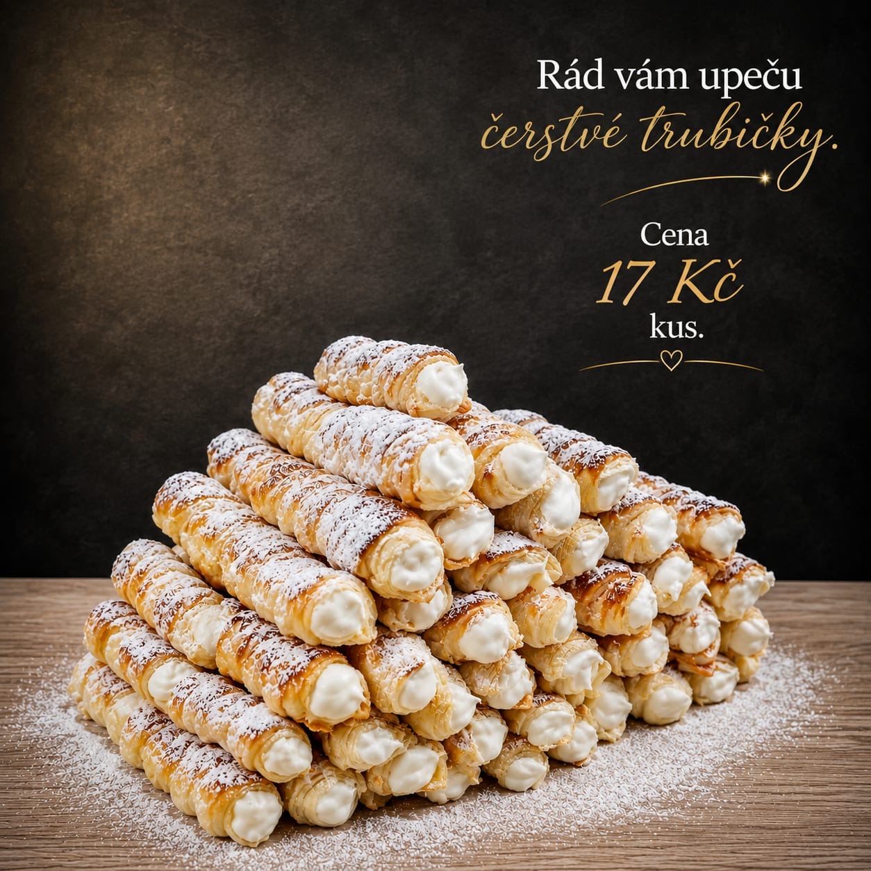 Čerstvé trubíčky – 17 Kč za kus